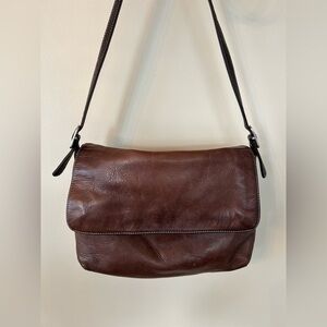 Rich Brown Leather Messenger Bag by Covington